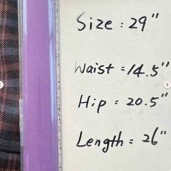 Navy Blue Wool Plaid Midi Skirt (29'') - Picture 7 of 7